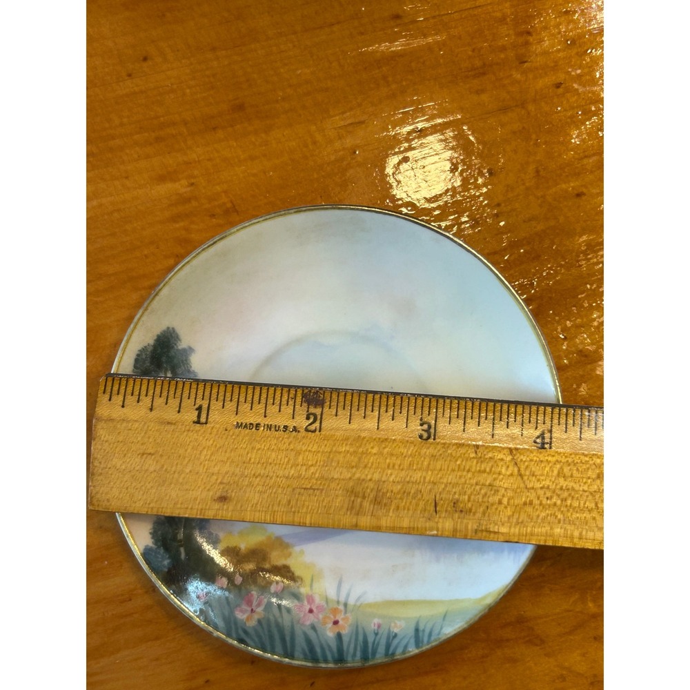 Hand Painted Porcelain Demitasse Cup & Saucer Set Swan Lake Landscape JAPAN - Picture 13 of 15